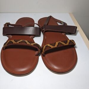 Brown Sandals with Beaded Strap